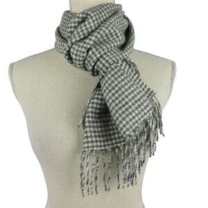 Glen Heath Houndstooth Scarf Camel Hair Gray White Scarf Unisex 52" x 11"